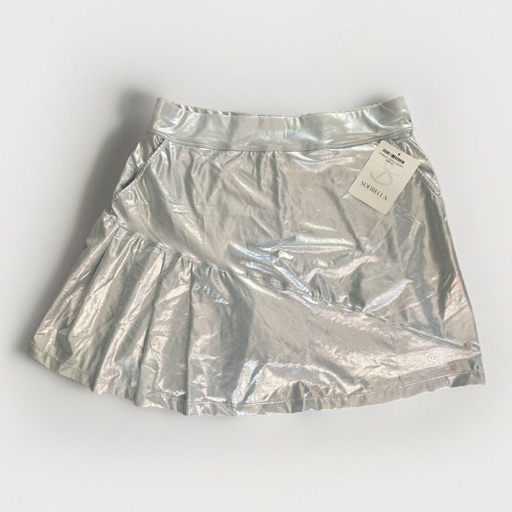 $88 NWT Sofibella Silver Metallic Tennis Skort UPF 50 Size M